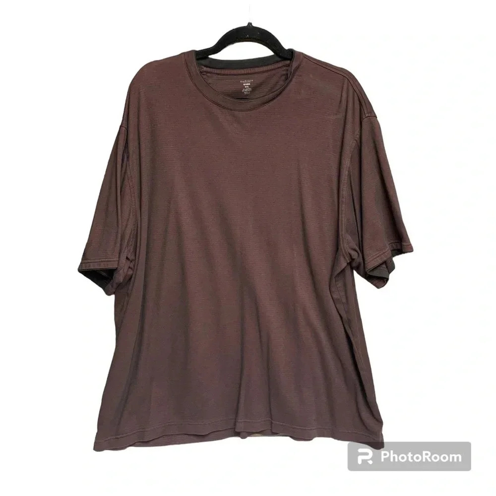 Van Heusen Studio XXL burgundy/black men’s shirt short sleeve faint stripes